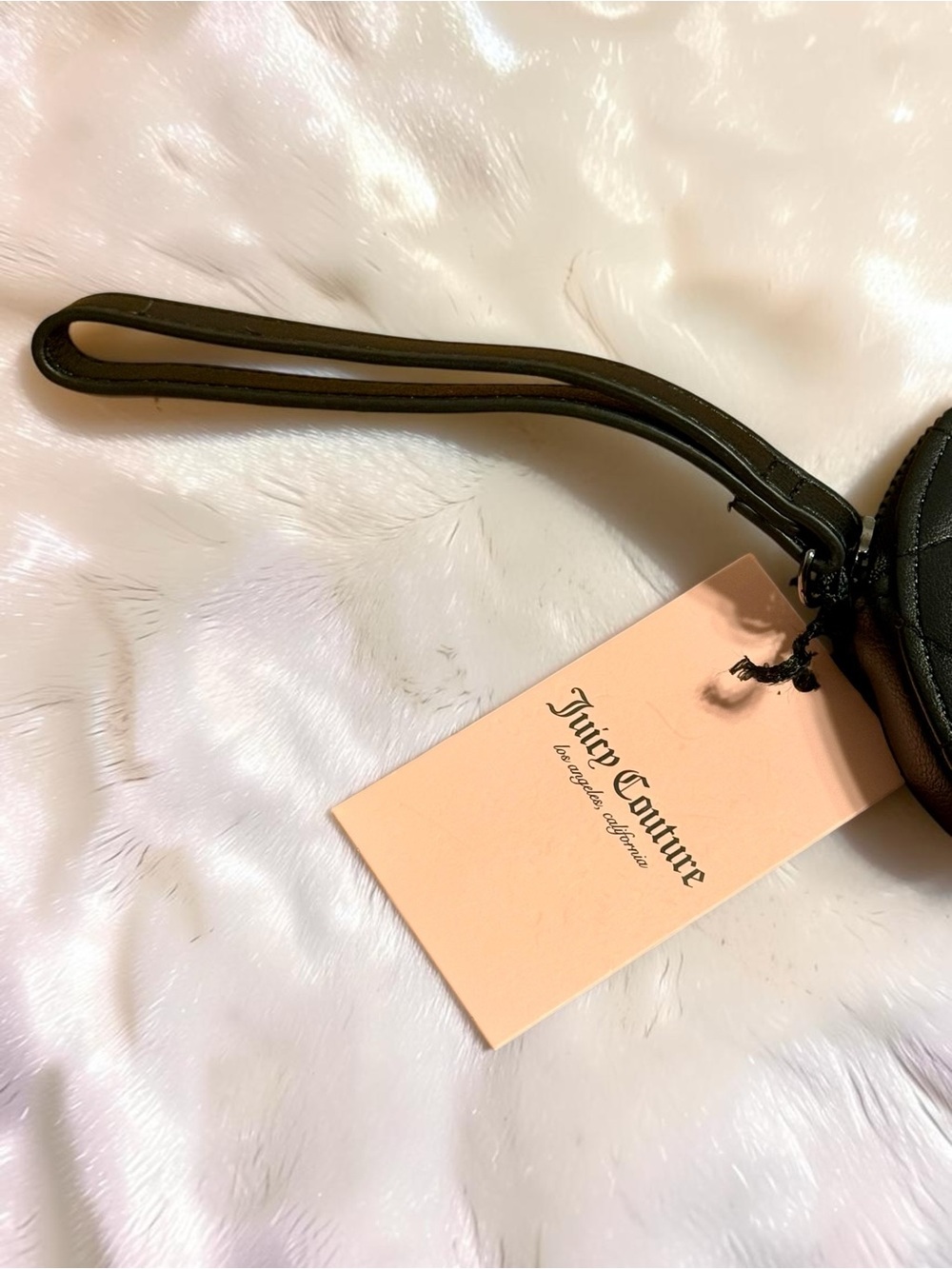 Juicy Couture Heart Coin Purse | NWT Black Quilted Faux Leather Zip Pouch - Picture 5 of 8